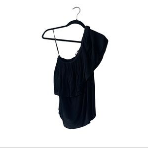 BCBGMAXAZRIA one shoulder ruffle shirt
